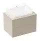 Waschtischunterschrank in sandbeige Matt mit zwei Schubkästen, geeignet für einen Aufsatzwaschtisch. Design von Hansgrohe.